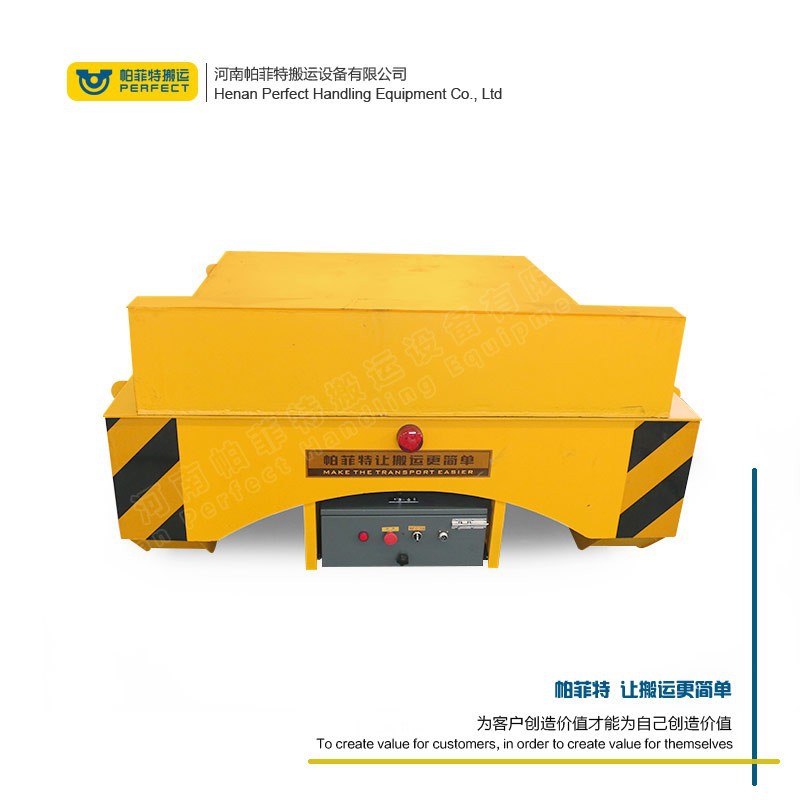 50 Ton Industrial Cable-Powered Rail Transfer Cart - Stainless Steel Decking Heavy-Duty Transport Vehicle factory